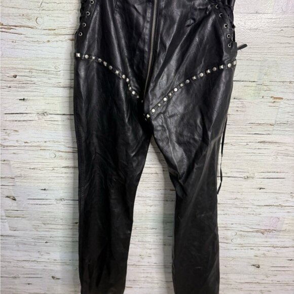 I AM GIA Leather Pants faux black size xs lace up - Picture 8 of 9